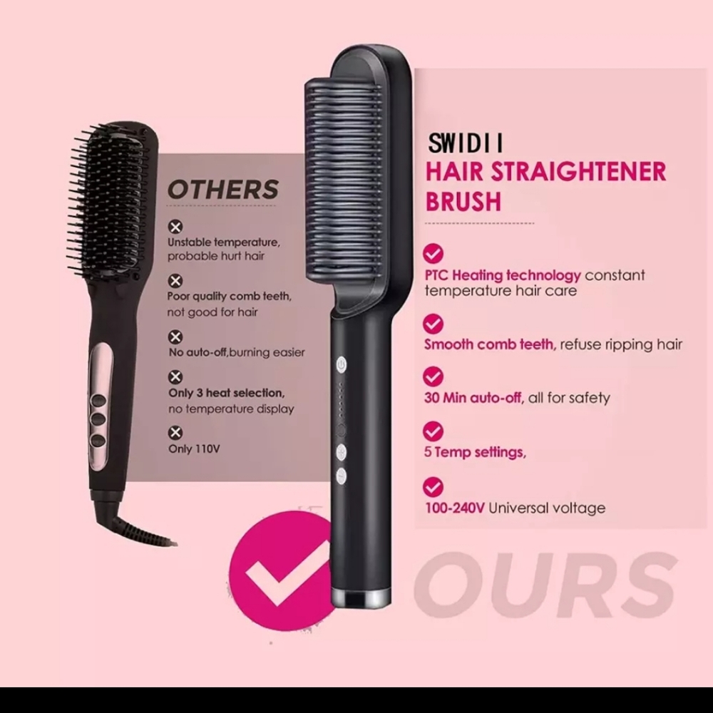Sleek White Hair Straightening Brush - Picture 3 of 4